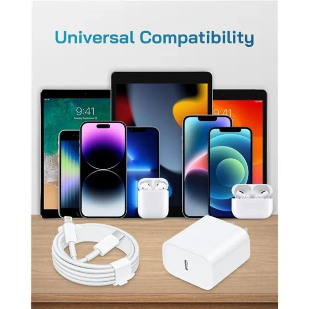 i Phone Charger Fast Charging-20W USB-C Block with 6 Ft Cord [MFi Certified]